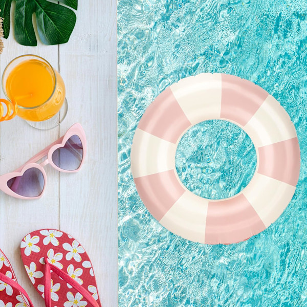 2-pack Pool Floats för Barn - Uppblåsbara Badringar för Pojkar & Flickor, Runda Flytande Ringar för Pool, Strand & Sjö, Sommarvattenleksaker, Bl 2pcs Blue