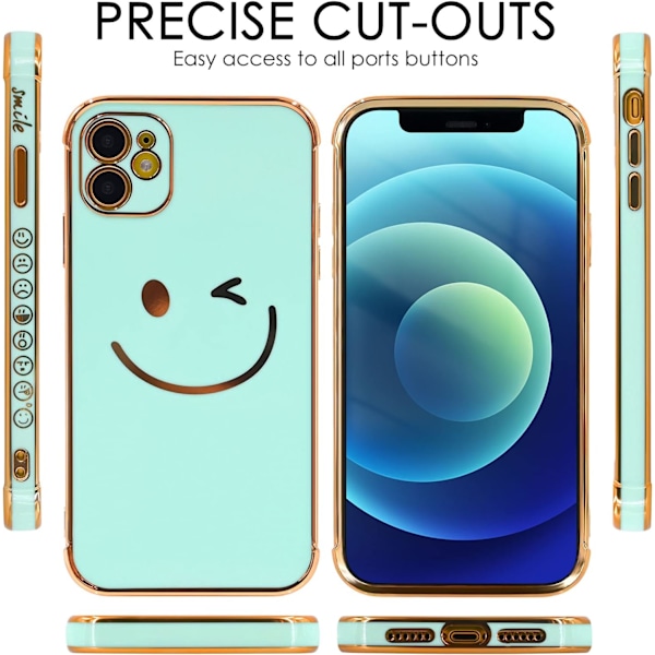 Designet til iPhone13 - Blødt TPU Telefoncover med Smiley Face Print Mønster, Kameralinsebeskyttelse og Hævede Forstærkede Hjørner