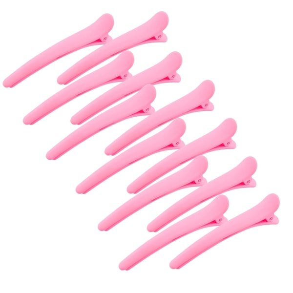 12 st hårklämmor för stylingsektioner, 3,1 tum matta alligatorhårklämmor hårspännen utan veck anknäbbsformad hårklämma Pink