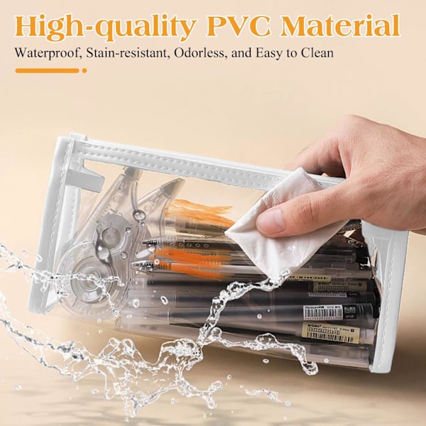 Genomskinligt Pennfodral, Triangulärt Genomskinligt Pennfodral för Tentor, Transparent PVC Pennfodral med Stor Kapacitet, 1 Styck, Pennfodral för Studenter white