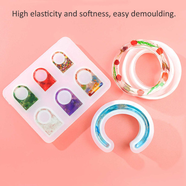 3 stk silikonform stor størrelse fasjonabel ring CS-formet armbånd drypplimformsett for DIY håndlaget
