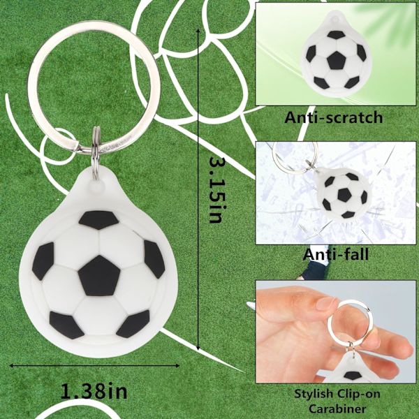 Etui til Airtag nøglering sikker holder med nøglering, kompatibel med Apple AirTag, Anime silikone beskyttende Air Tag cover til nøgler kæledyr hund kat Col Football