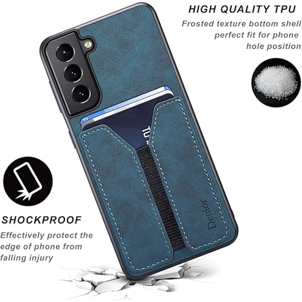 Etui til Samsung Galaxy S21, PU-lær lommeboketui med kredittkortsporholder, ultratynt beskyttelsesetui til Samsung Galaxy S21 (b