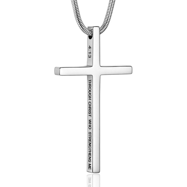 Ristiriipus miehille Ristiriipus VOIMAA Raamatun jae Ruostumattomasta teräksestä valmistettu kaulakoru Silver Cross1