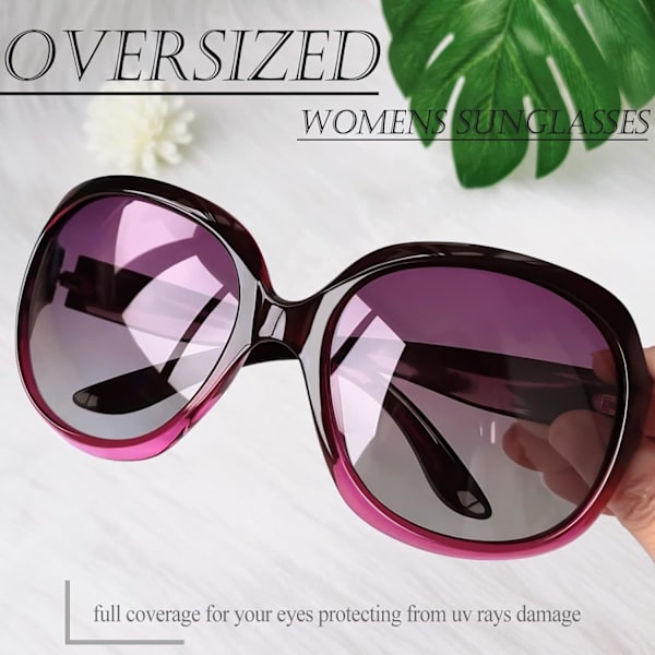 Polariserade solglasögon dam trendiga överdimensionerade stora körsolglasögon damer UV-skyddande stora solglasögon gradient Purple Gradient