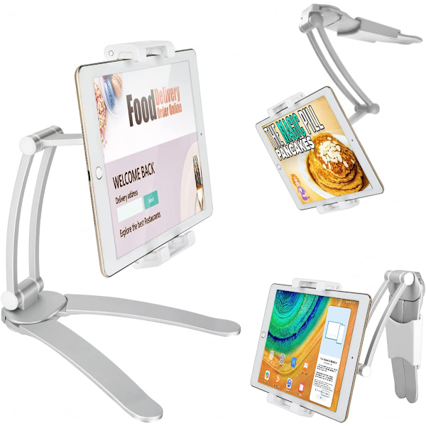 Mutfak Tablet Monteringsstand, Justerbar 2-i-1 Væg/Bordmontering Foldbar Mutfak Tablet Stand Holder, 4,7 tommer i