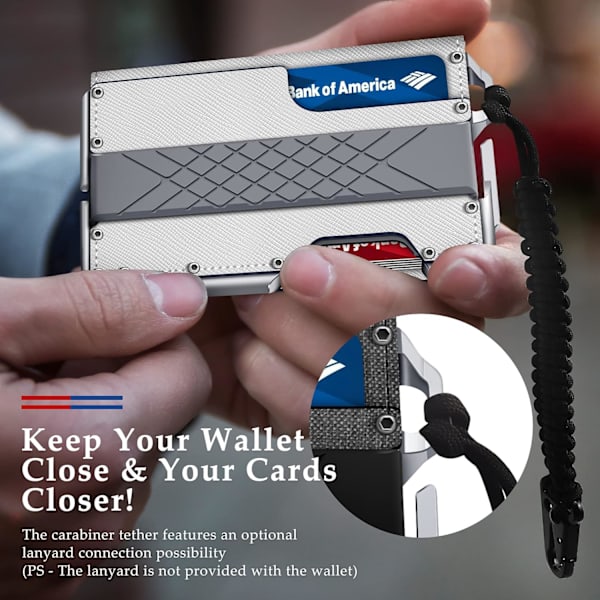 Taktisk minimalistisk plånbok för män, smal RFID-blockerande metallkortfodral, främre ficka Menu2019s läder Dapper Bifold-plånbok med pennsklämma Saffiano White