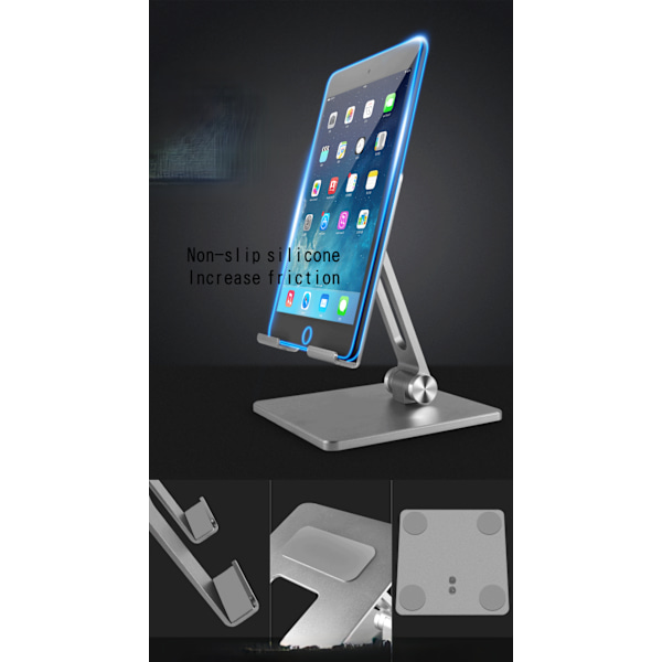 Tablet PC Stand Aluminiumlegering Foldbar Bærbar Forhøjet Stand Velegnet til IPad Computer Lazy Desktop Stand