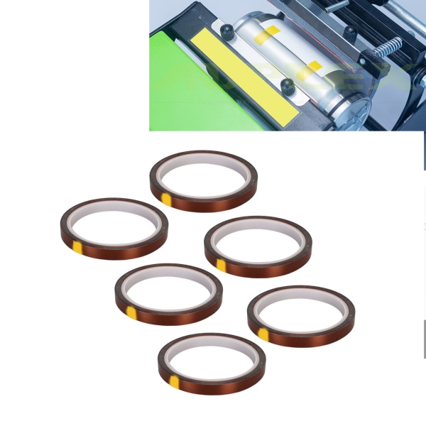 6 st värmebeständig tejp restfri polyimid sublimeringstermisk tejp för DIY T-shirt mugg elektronik hantverk 0.6cm / 0.2in