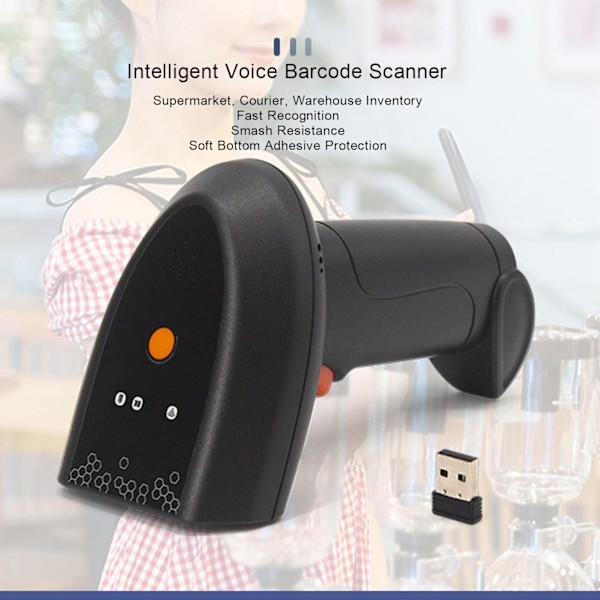 QR-kodskanner V10 Trådlös intelligent röstskanner Supermarket kurir lagerinventering kontroll streckkodsläsare