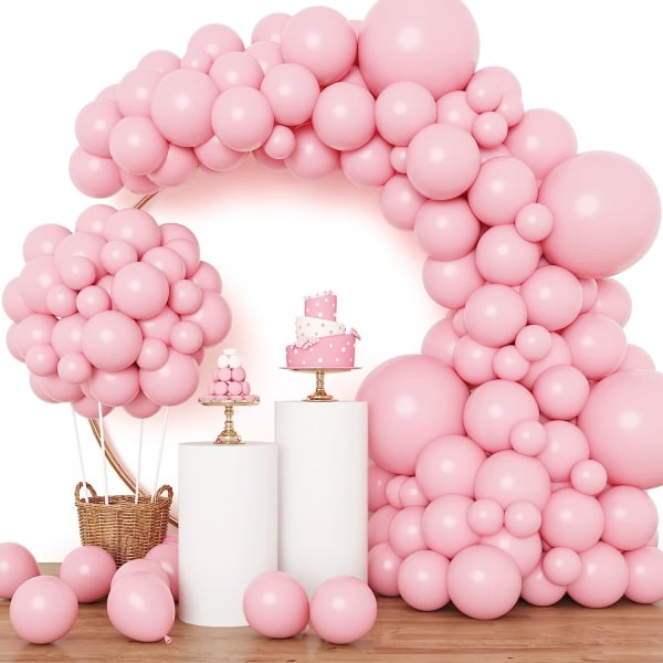 Rosa balloner 129 stk. Pastelrosa balloner i forskellige størrelser 18 12 10 5 tommer lyserøde balloner til Valentinsdag fødselsdag bryllupsdag baby S Baby Pink
