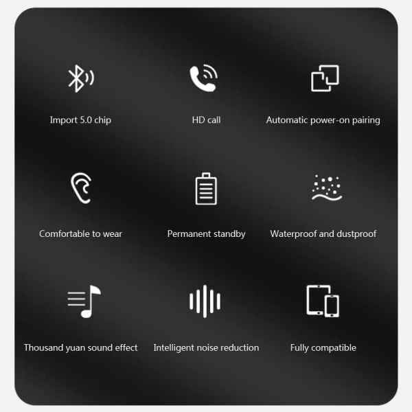 Langattomat True Wireless -kuulokkeet, stereovaikutelma ja voimakas basso, Bluetooth-kuulokkeet mikrofonilla, 35 tunnin toistoaika, USB-C-latauskuulokkeet, Bluetooth-kuulokkeet Black