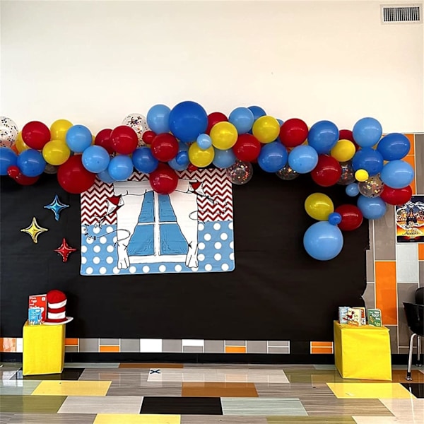 Karneval Cirkus Ballonggirlang Båge Kit, Matt Röd Gul Pastellblå Primärfärg Konfetti Regnbåge Flerfärgad Ballongbåge Kit m