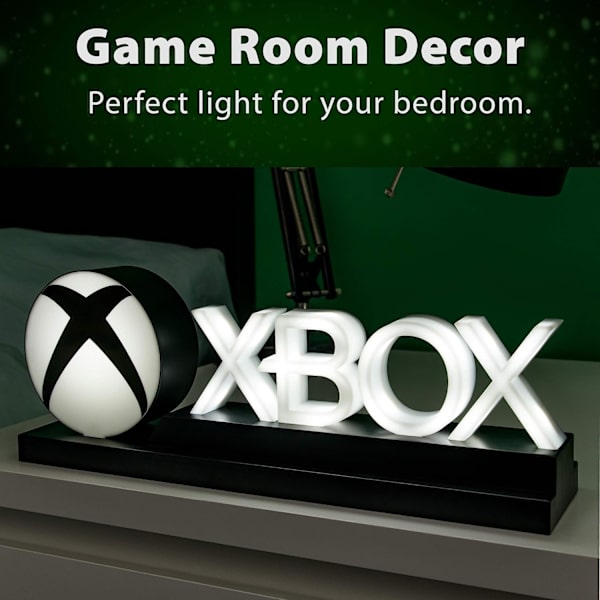 Xbox-ikoner Ljus, dynamiska och standardbelysningslägen, licensierad Xbox-spelbordstillbehör och spelrumsdekor, Xbox-present till män