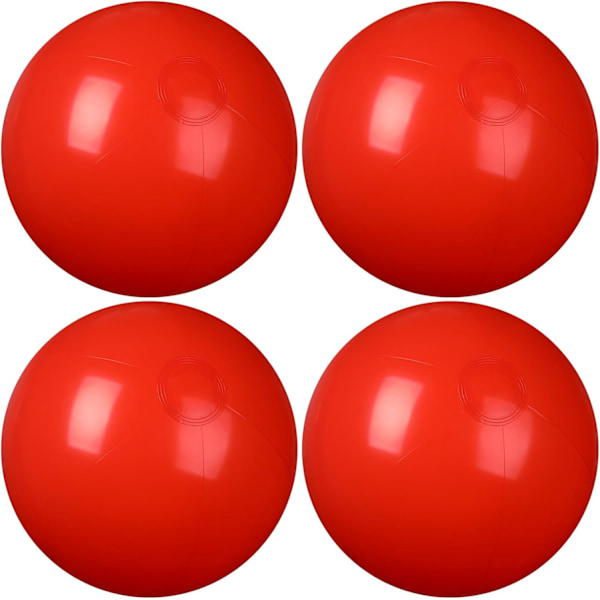 4 st Uppblåsbara Strandbollar - Flytande Poolleksaker för Barn & Vuxna, Sommar Utomhus Vattenlek & Dekorationsprydnader Red 22cm