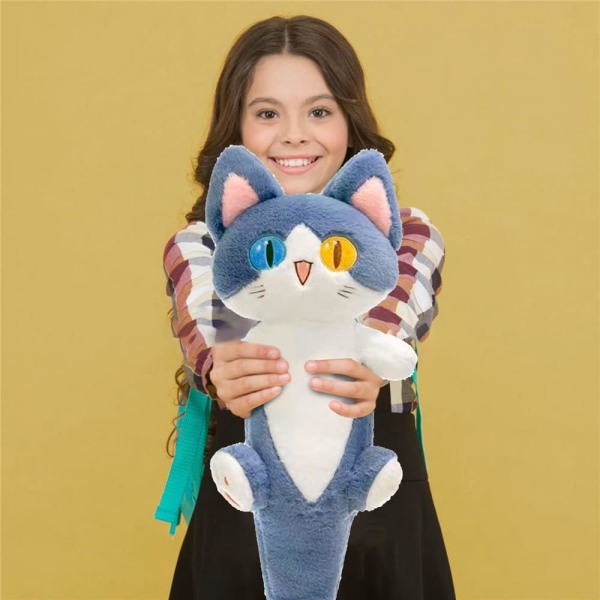 Mjuk plysch haj katt docka söt tecknad mjuk plysch haj katt kudde docka leksak present till barn flickvän (blå, 50cm)