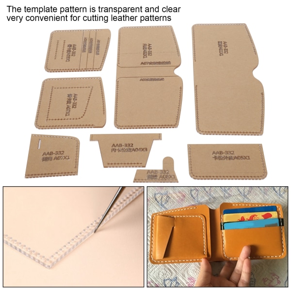 Kort lommebok akryl mal vesken gjør sjablong DIY mønster Clear Leathercraft Tool