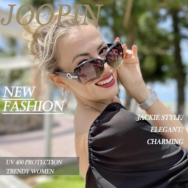 Jackie solglasögon överdimensionerade nyanser för kvinnor trendiga stora rektangulära solglasögon UV-skydd solglasögon Black & Brown