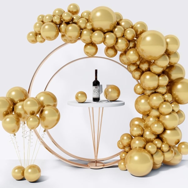 130 stk metalliske gullballonger i forskjellige størrelser 18\" 12\" 10\" 5\" Ballongbue sett perfekt for bursdagsfest, konfirmasjon, bryllup, feriedekorasjon Metallic Gold