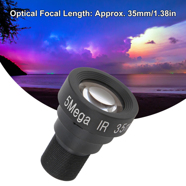 5MP enkeltkortlinse optisk brennvidde 35mm M12 for HD sikkerhetswebkamera