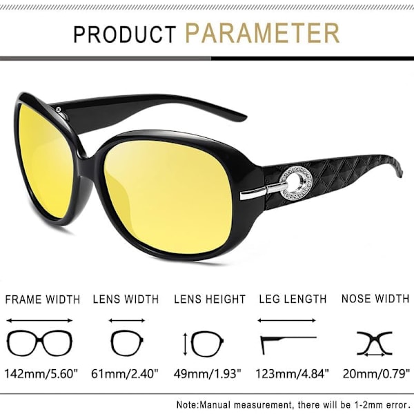 Jackie Solglasögon Överdimensionerade Nyanser för Kvinnor Trendiga Stora Rektangulära Solglasögon UV-skydd Solglasögon black Yellow Lens