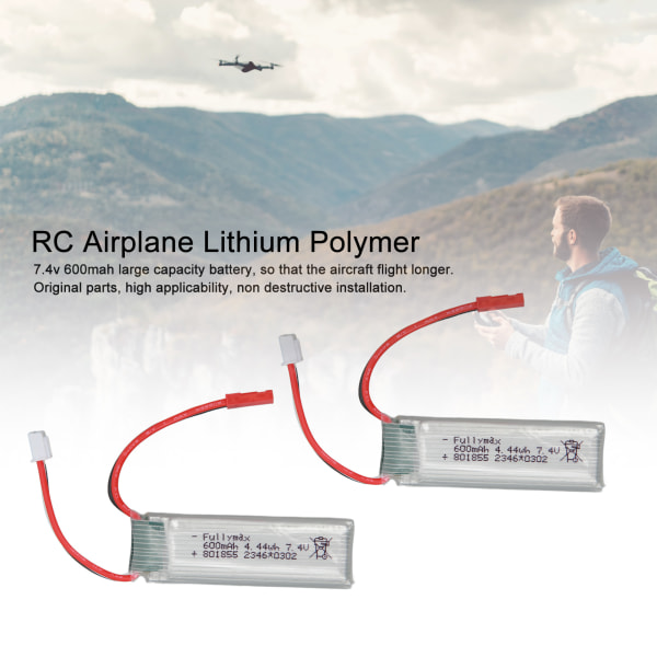 2 stk RC flybatteri litiumbatteri 7,4v 600mah RC fly erstatningsbatterier for WLtoys XK A280 RC fly