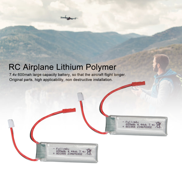 2st RC flygplanslitiumbatteri 7.4v 600mah RC flygplansersättningsbatterier för WLtoys XK A280 RC flygplan