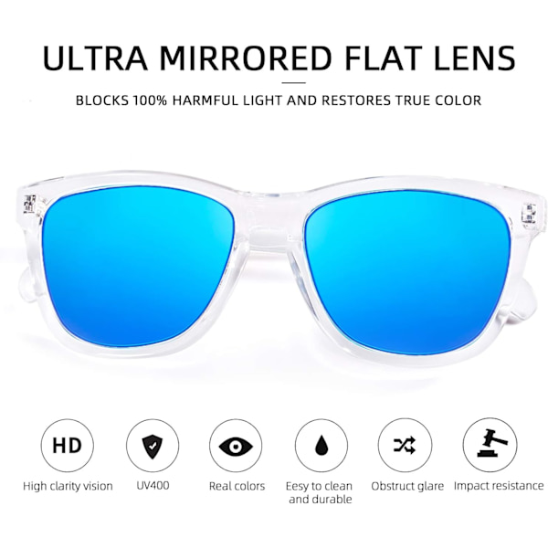 Naisten aurinkolasit UV400 peililinsseillä, sopivat ulkoiluun, lomailuun ja ajamiseen Crystal Blue