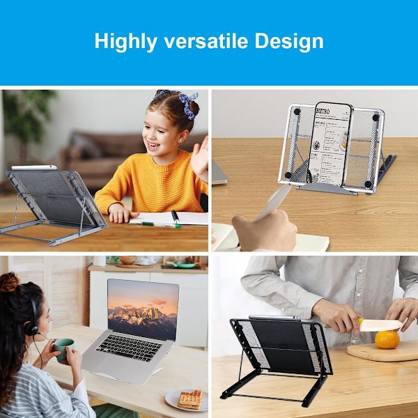 Ventilerat Ergonomiskt Laptopställ med Justerbar Höjd, Universell Passform för de Flesta 16\" Bärbara Datorer, Stabilt Skrivbordsstativ för Förbättrad Po Silver