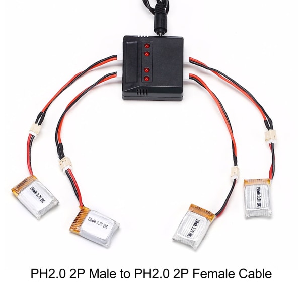 5 stk PH2.0 2P han til PH2.0 2P hunkabel PH2.0 2P batteriadapterkabel til Axial SCX24 1/24 RC Crawler 3.6in