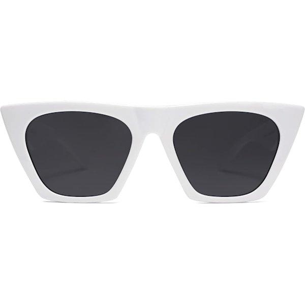 Overdimensjonerte firkantede Cateye-solbriller med polarisering for kvinner og menn Raw White Grey