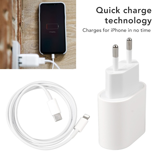 20 W:n puhelimen lataussovitin, tyyppi C - IOS-liitäntäkaapeli, nopea PD-seinälatauspistoke 3,3 jalan latauskaapelilla iPhonelle, EU-pistoke 100-240 V