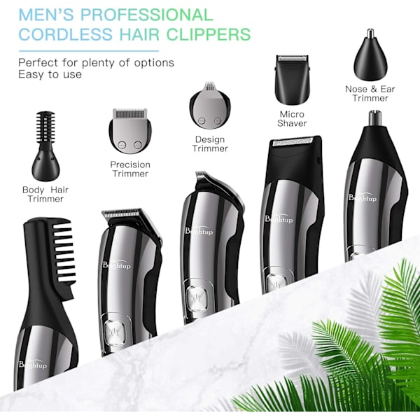 Skäggtrimmer för män - 19 delar herr grooming kit med hårklippare, elektrisk rakapparat, rakapparater för mustasch, kropp, ansikte, öra, näshårstrimmer, present Blue