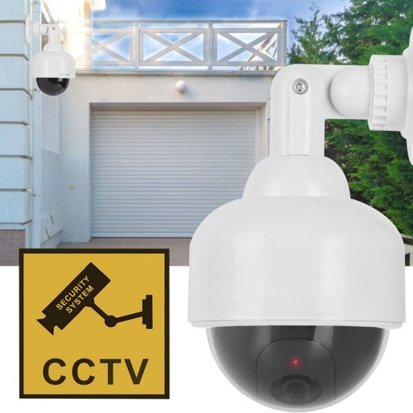 Fake Camera Vanntett Realistisk Dummy Surveillance Security Cam med blinkende rødt LED-lys