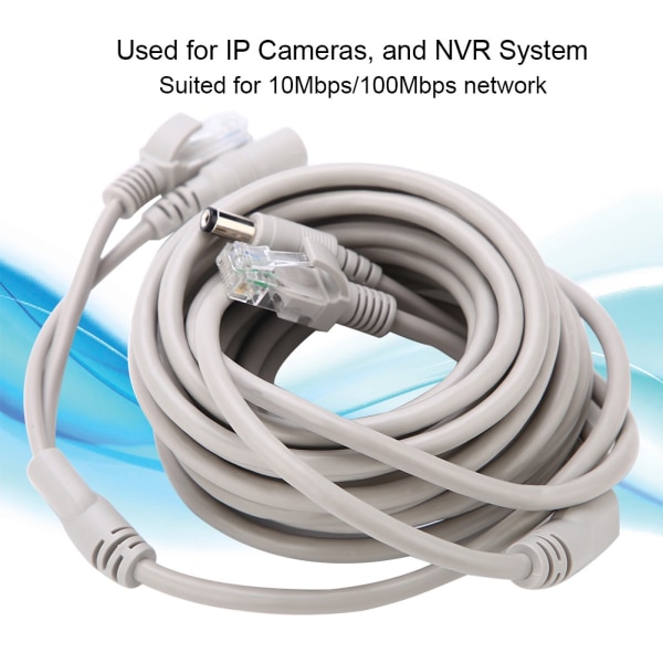 5M/10M/15M/20M RJ45+DC Ethernet CCTV-kabel for IP-kameraer NVR-system 10Mbps100Mbps (5M) Type 3