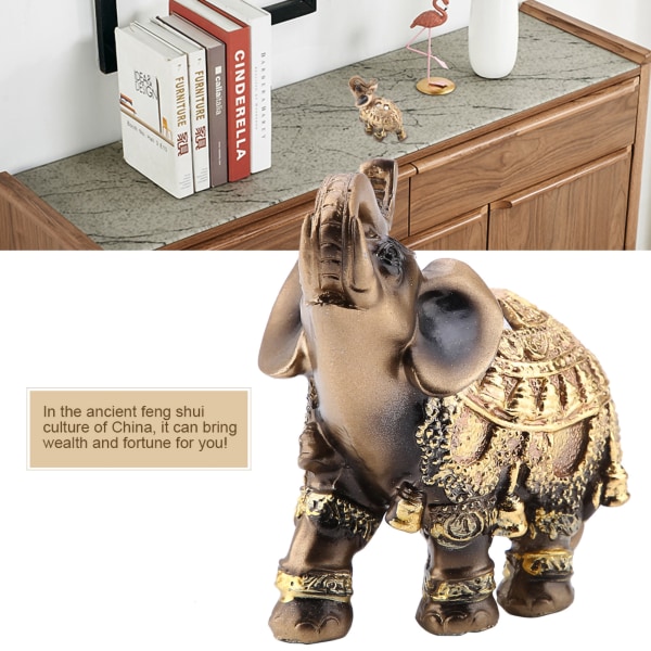 Lucky Feng Shui Golden Elephant Statue Sculpture Wealth Figurine Gift Home Decoration M