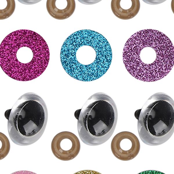 Sikkerhetsøyne med fargerike glitterbrikketilbehør for dukkeleker utstoppede dyr dukker 18mm