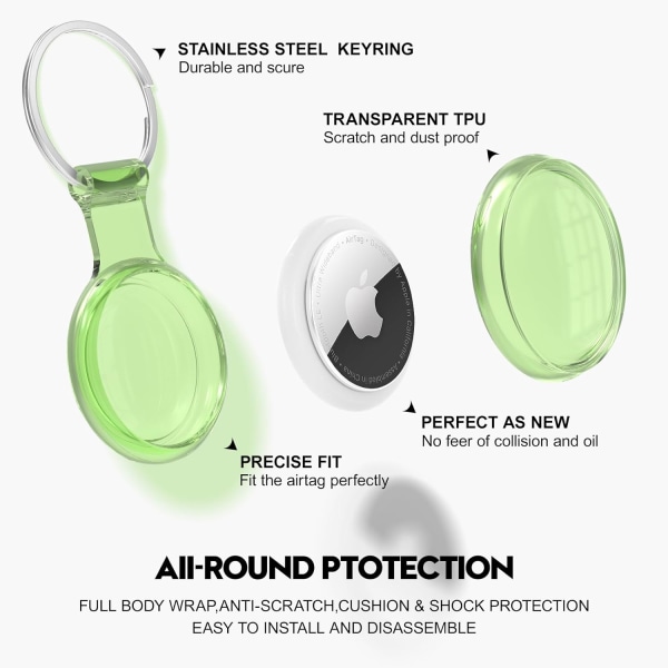 4-pack Airtag-hållare nyckelring, Airtag-fodral vattentätt 360° helkroppsskyddsfodral för Airtag, kompatibel med Apple AirTags för väskor, nycklar, husdjur 4 Blue/Green/Pink/Purple