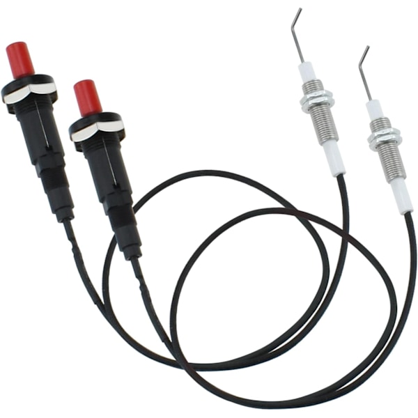 2-pak Trykknap Piezo Tænder Kit med 20-Tommer Ledning, Universal Gas Tændingsudskiftning til Grill, Bålplads, Ovn, Varmelegeme, Sort 2