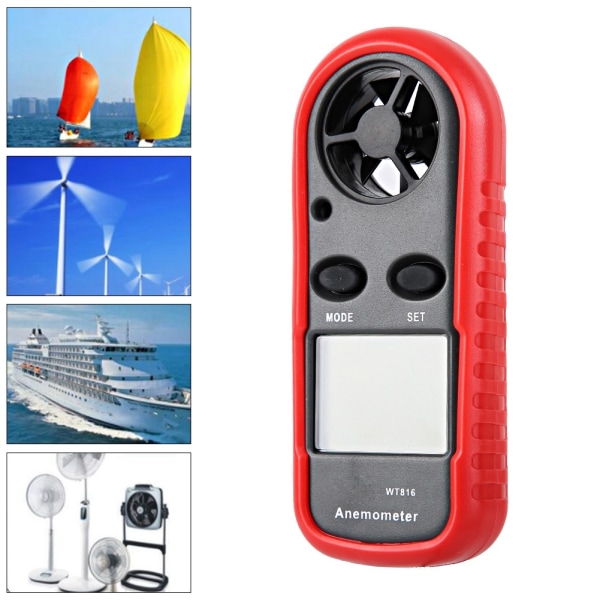LCD Digital Lommevindmåler Temperatur Anemometer Tester Alarm 0- 30m/s