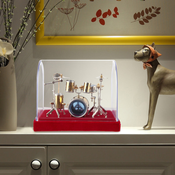 Miniatyr musikkinstrument trommesett modell display mini ornamenter håndverk hjem dekor 14cm