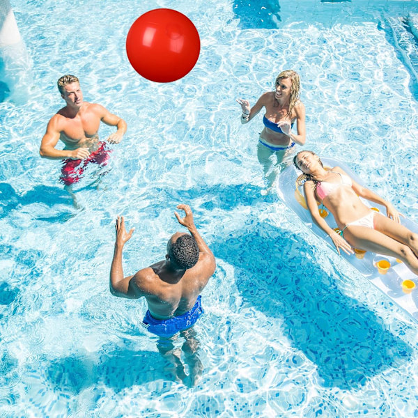 4 st Uppblåsbara Strandbollar - Flytande Poolleksaker för Barn & Vuxna, Sommar Utomhus Vattenlek & Dekorationsprydnader Red 22cm