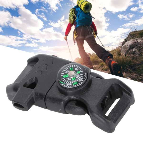 Kompass multifunksjons plastnød-overlevelsesplystespenne for utendørs campingvandring