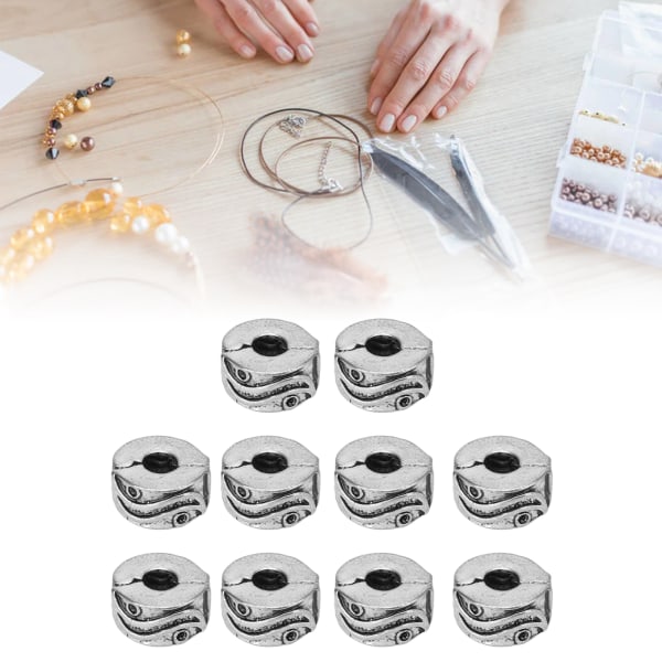 10 stk Clip Lock Beads Antik Sølv Armbånd Skridsikret Positioning Clip Spænde Perler DIY Håndlavet smykketilbehør type 2