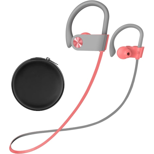 Bluetooth-hovedtelefoner, trådløse sports-øretelefoner IPX7 vandtætte med mikrofon, stereo-svedsikre in-ear-øretelefoner, støjreducerende headsets til fitnessløb PinkGrey