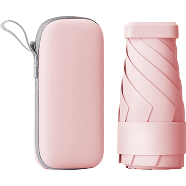 Mini paraply til taske, bærbar og kompakt perfekt til regn og sol med UV-beskyttelse Pink