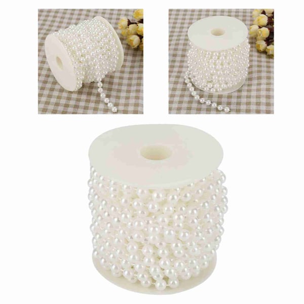 10m/rulle slibende perletråd perler guirlande streng DIY bryllupsdekoration 8mm white