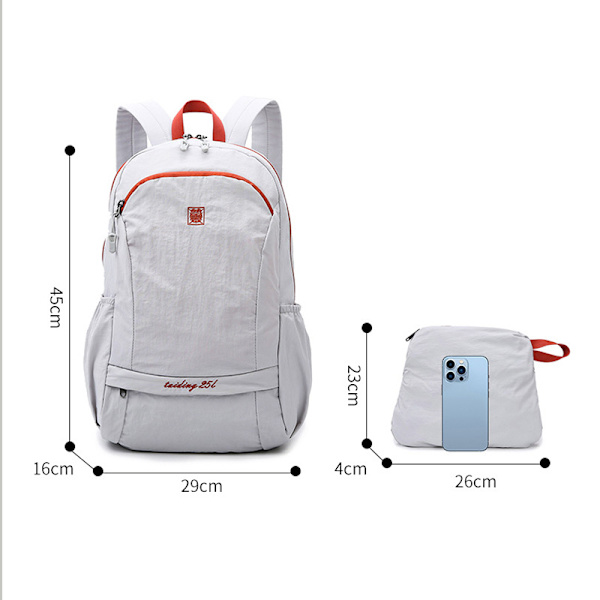 Foldbar, pakkebar vandrerygsæk - Våd - Tør adskillelseslomme, Multi - Formål Gym & Udendørs Daypack til mænd og kvinder Ideel til Adv White 29*16*45