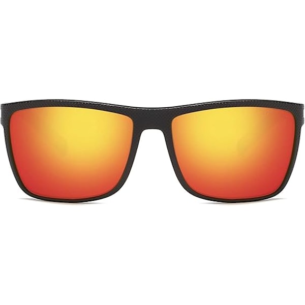 Polariserade solglasögon för män, lätt TR90-båge, UV400-skydd, fyrkantiga solglasögon Black Frame / Orange Mirrored Lens