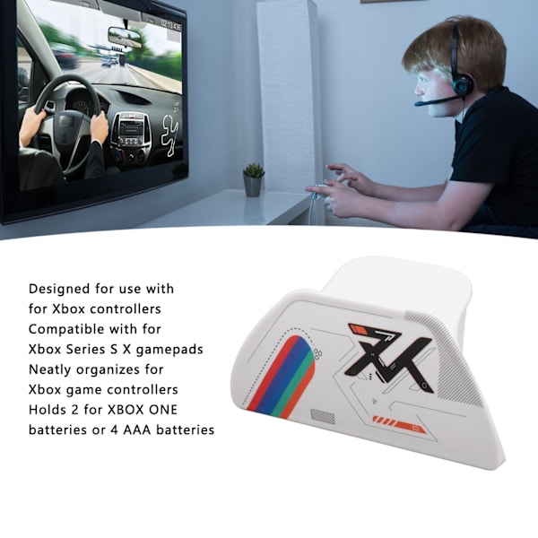 Spillkontrollstativ for spillkontrollere, plassbesparende spillkontrollholder med batterilagring for Xbox Series S X-kontroller